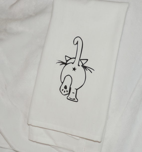 cat butt towel, cat butt art, pig butt towel, farmhouse decor, farm kitchen, funny towel, pig lover gift, cat lover gift, cat lady gift