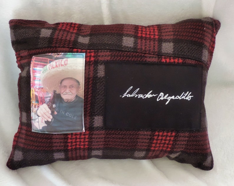 Memory shirt pillow with handwriting and picture, made from clothing, personalized photo pillow, grief gift, bereavement gift, in memory image 5