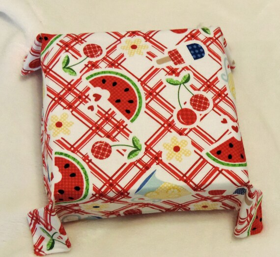 picnic fabric basket, buffalo plaid tray, red plaid trinket dish, picnic desk organizer, fabric condiment tray, fabric silverware tray