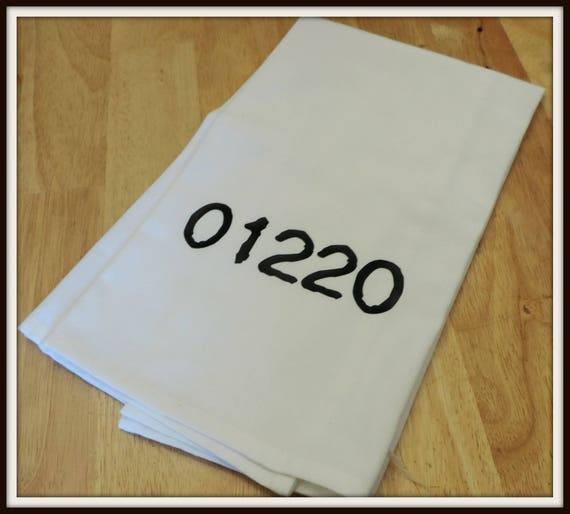 zip code towel, zip code tea towel, your city towel, hometown gift, agent gift, closing gift, housewarming gift,