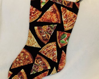 Pizza Christmas Stocking, Handmade Pizza Lover Stocking, Unique Food Christmas Decor