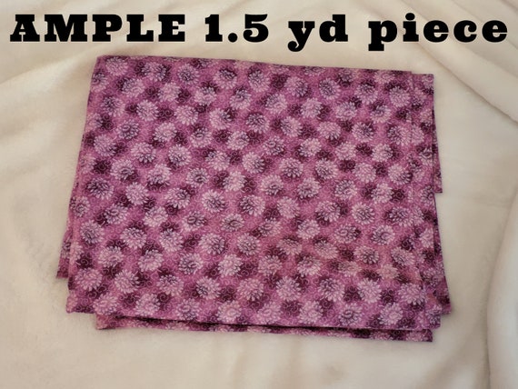purple, violet floral fabric, ample 1.5 yard piece, remnant sale, fabric destash, bargain fabric, discount fabric