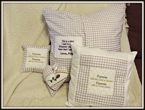 Memory pillow from shirt, Patchwork pillow from shirt, Memory bag, memory ornament, keepsake shirt, sympathy gift, grief gift, memorial gift