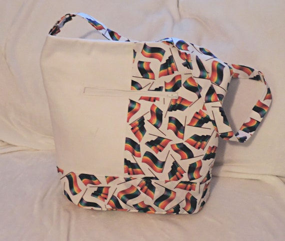 Rainbow flag purse, LGBTQ pride, gay bucket purse, Pride 2020, lesbian girlfriend gift, gay shoulder bag, lesbian slouchy bag