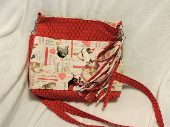 Farmhouse purse, farmyard handbag, crazy chicken lady purse, farmers market bag, chicken lover gift, chicken farmer gift, homesteading