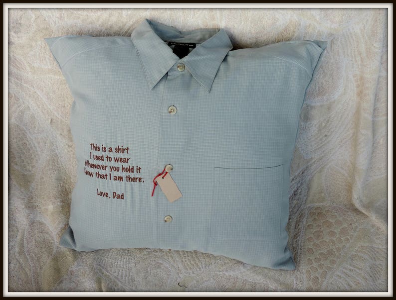 Shirt Memory Pillow With Collar Keepsake Shirt Memory Shirt Etsy