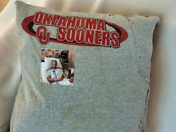 heart attack pillow, heart attack survivor gift, heart attack memory shirt pillow, pillow from torn shirt