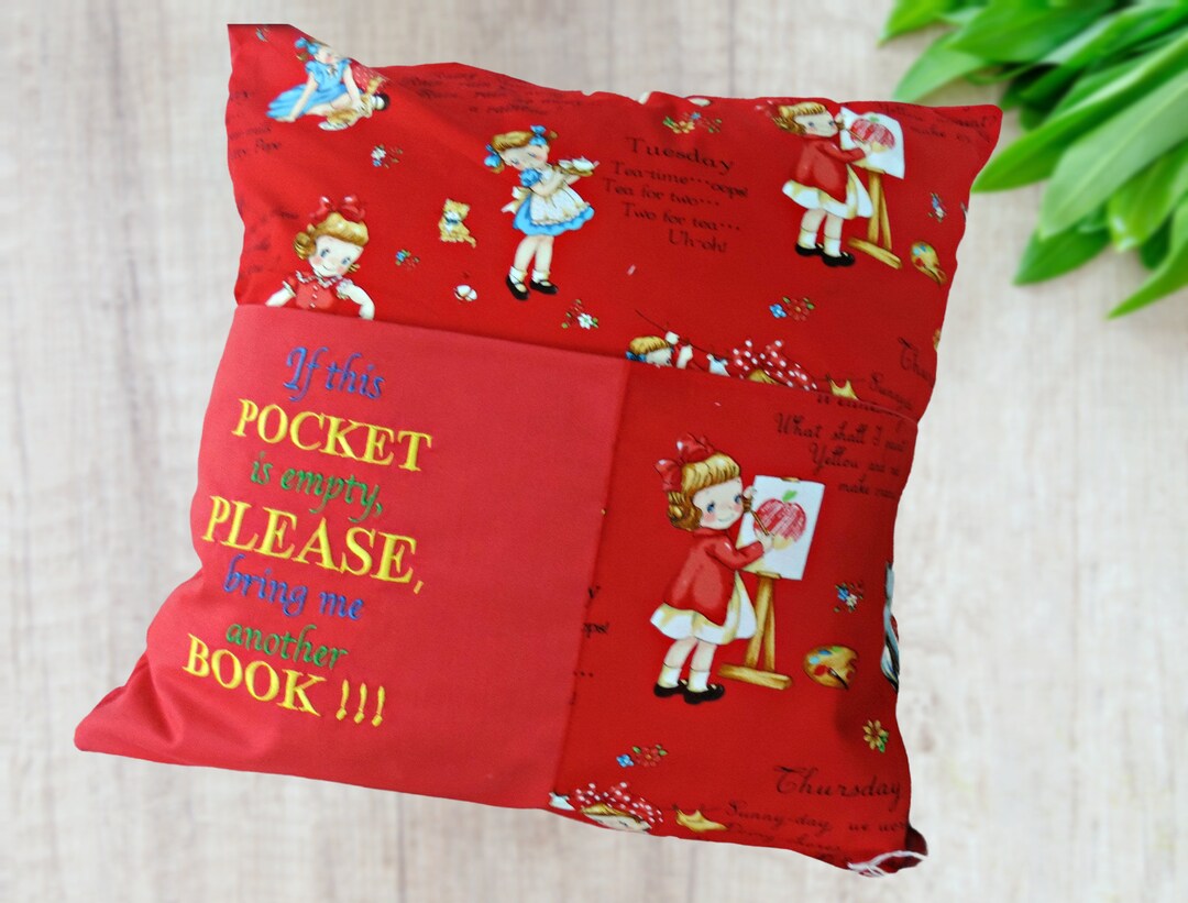 Reading Pocket Pillow Retro Pocket Pillow With Handle Etsy