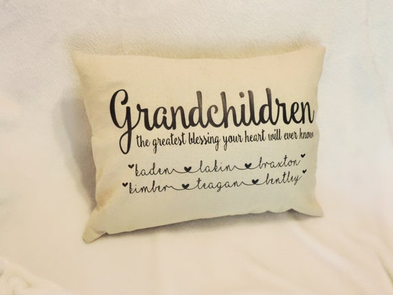grandchildren names pillow, personalized names of grandchildren, grandparents day gift, personalized gift grandma