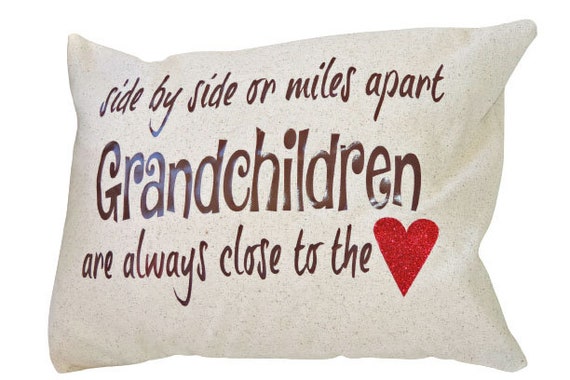 side by side or miles apart grandparents pillow, grandparents day gift, miles apart grandchildren pillow, grandchildren close to the heart