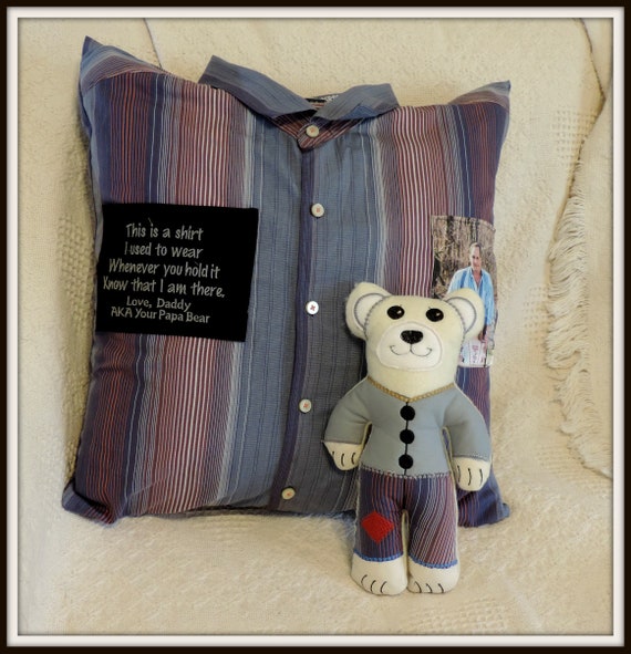 Memory pillow from shirt, Memory bear from shirt, Memory bag, memory ornament, keepsake shirt, sympathy gift, grief gift, memorial gift