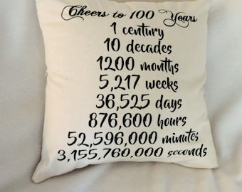 100th birthday gift, 100th countdown, milestone birthday gift, 100th birthday pillow, 1925 birthday,  gift for grandma, born in 1925