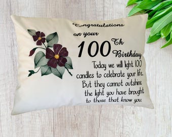 100th Birthday Gift, Personalized 100th, Gift For Grandma, Custom Birthday Cushion, Unique 1925 Celebration, Memorable Keepsake