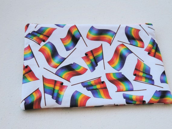Rainbow flag cosmetic bag, rainbow flag pouch, gift for lesbian, lesbian girlfriend gift, gay pride, LGBTQ gift, LGBT bag, LGBT cosmetic bag