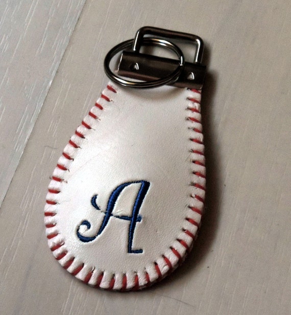 Baseball Keychain, embroidered baseball, embroidered softball, baseball lover gift, softball keychain, baseball mom gift personalized