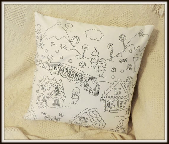 Coloring Pillow, Coloring book pillow, color me pillow, coloring pillow, holiday coloring pillowcase, coloring fabric pillow