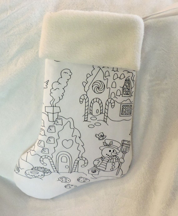Coloring stocking, kids stocking, Unique Christmas Stocking, christmas gift for toddler, gift for grandchild, Christmas gift for child
