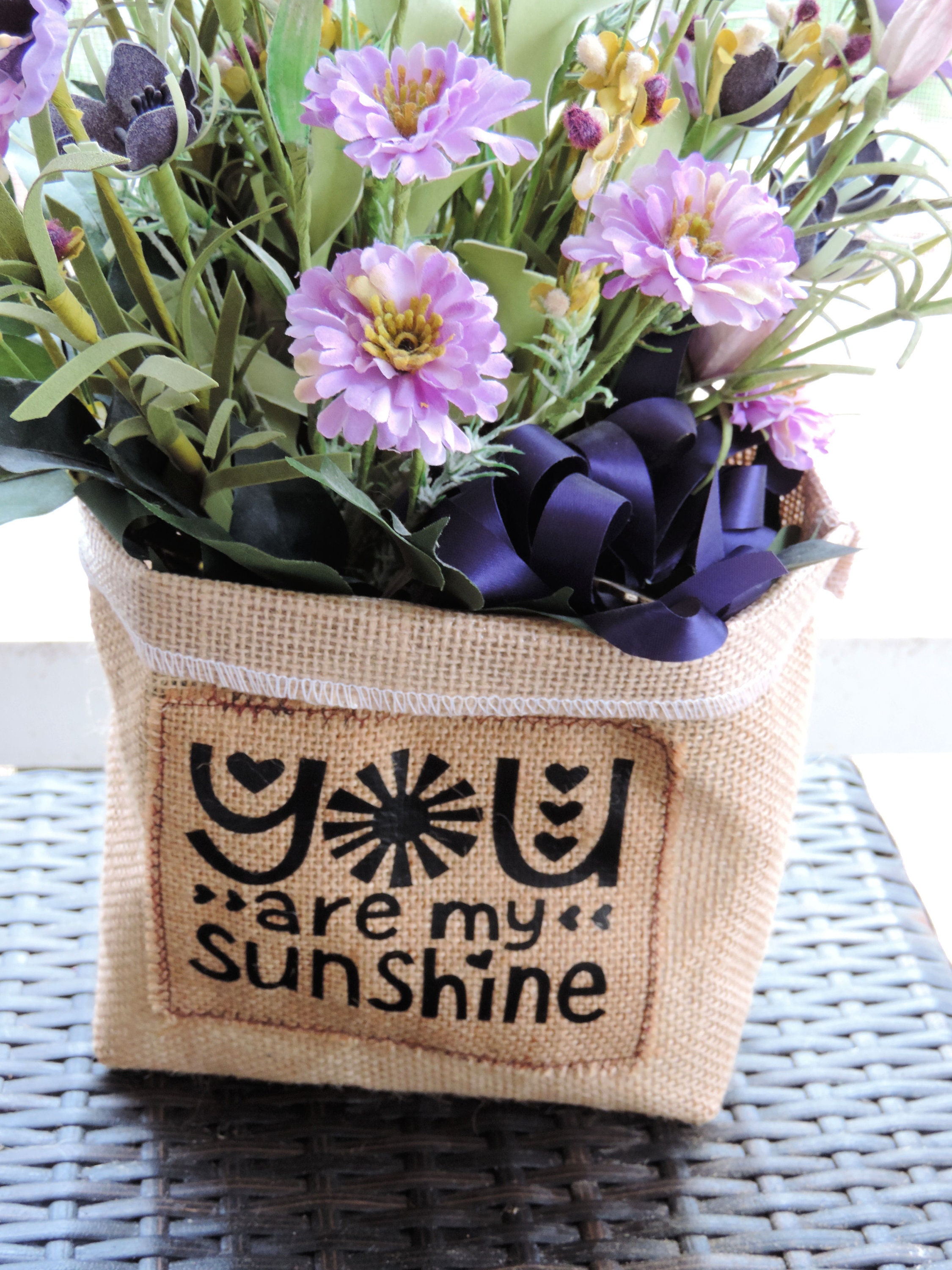You are my Sunshine, Burlap plant cover, plant pot cover