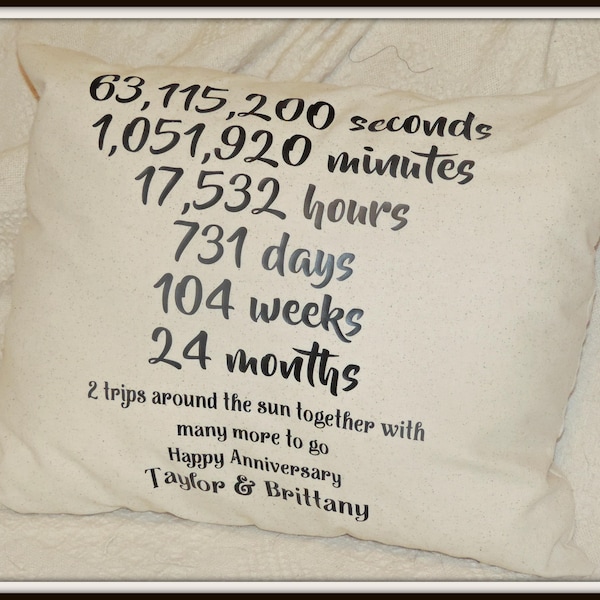 Anniversary pillow, cotton anniversary gift, years around the sun, counting days together gift, anniversary gift, 2nd anniversary gift