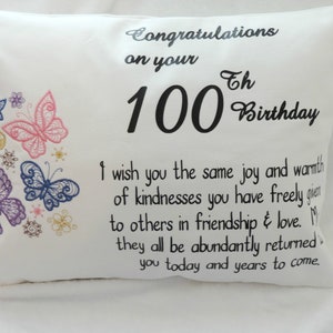 Customizable Birthday Pillow for 100 Year Old, Personalized Keepsake for 100th Celebration, 1925 birthday,  gift for grandma, born in 1925