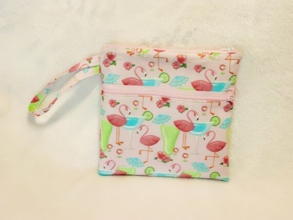 swimsuit wet dry bag, Period Pouch, flamingo wet dry pouch, Feminine Product Bag, 1st Period Emergency Bag, Period Bag for teen Girls