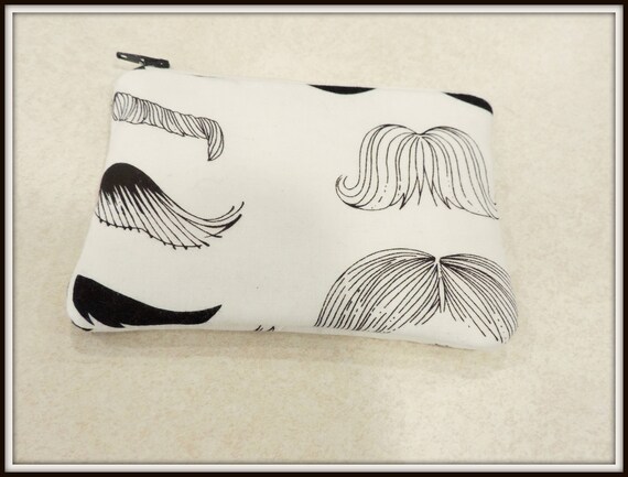 mustache organizer bag, mustache cosmetic pouch, novelty cosmetic bag, mustache lover gift, electronics bag, teacher gift