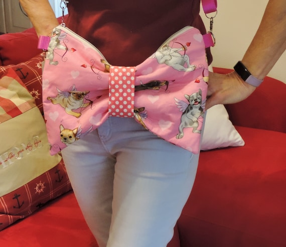 bow purse, bow hip bag, novelty bag for women, summer outfit for women, decora fashion, kidcore, travel gift idea, bow sling bag, crossbody