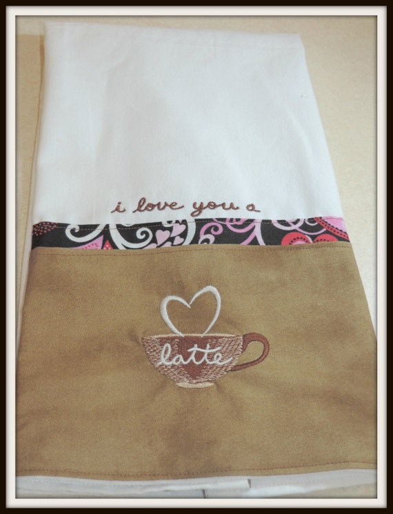 I love you a latte towel, Love you a lot towel, Love kitchen towel, coffee lover towel, love towel, favorite barista gift, coffee gift