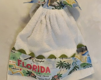Florida hanging kitchen towel, terry oven door towel, stay put kitchen towel, gift for Floridian, Snowbird gift, Florida gift