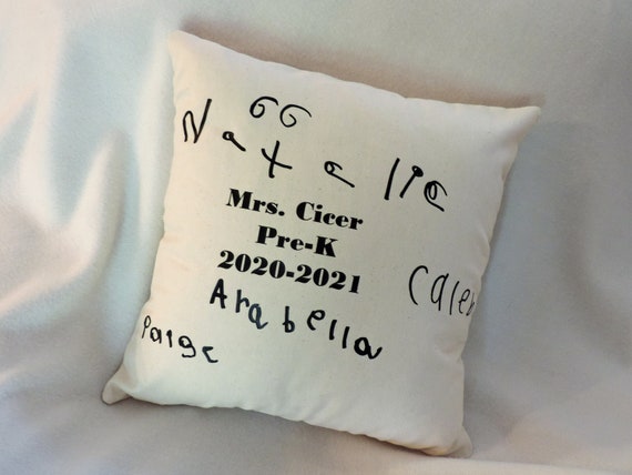 back to school, teacher gift, teacher appreciation, child handwriting pillow, child art pillow, child drawing
