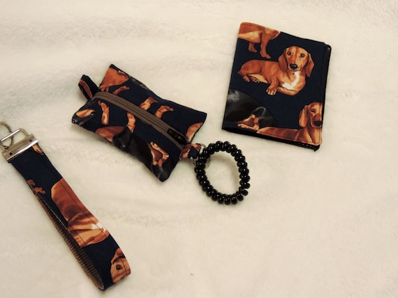 Doxie purse accessories, dachshund gift, doxie lover gift, pet sitter gift, dog walker gift, doxie pet gift, doxie vaccination card holder