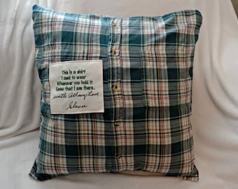handwriting Memory pillow, memory pillow from shirt, keepsake shirt, sympathy gift for loss of dad, grief gift, memorial gift, in memory of