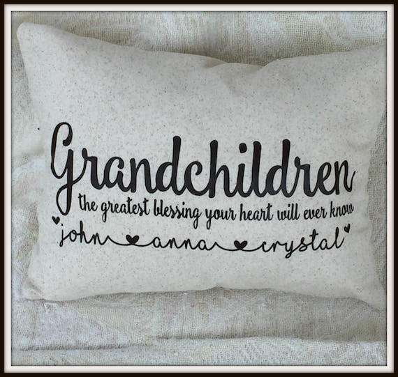 grandchildren names pillow, pillow with names of grandchildren, grandparents day gift, grandkids names, family names gift, grandparents day