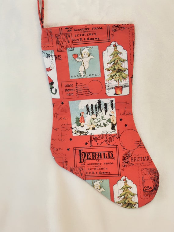 retro Christmas stocking, unique Christmas stocking, postal stocking, Gift for postal worker, postal appreciation gift