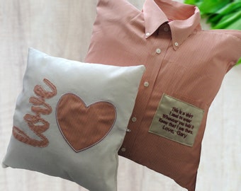 Memory shirt pillow set, Memory pillows, , loss of dad, grief gift, sympathy gift with photo, memorial gift dad, in memory of grandpa