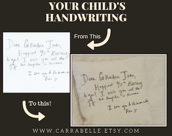 your child's writing, your child's handwriting, grandparent gift, handwritten note, keepsake pillow, handwriting gift, remembrance gift