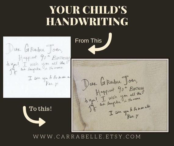 your child's writing, your child's handwriting, grandparent gift, handwritten note, keepsake pillow, handwriting gift, remembrance gift