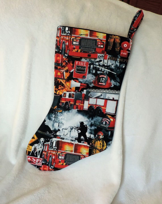 firefighter stocking, Unique Christmas Stocking, gift for firefighter, unique holiday gift