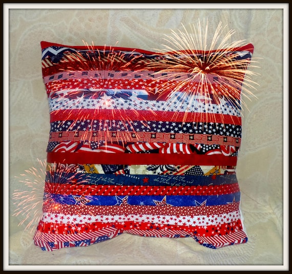 America pillow, Americana decor, Summer Pillow, Patriotic Pillow, USA Pillow, Red white and blue decor, flag pleated pillow, We stand pillow