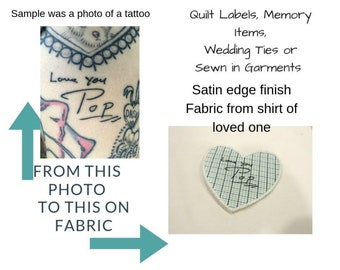 custom handwriting memorial heart patch for wedding dress, something blue for bride from mom, wedding bouquet wrap, memorial patch for groom