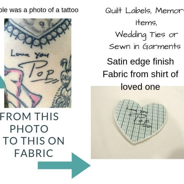 custom handwriting memorial heart patch for wedding dress, something blue for bride from mom, wedding bouquet wrap, memorial patch for groom