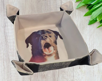 custom pet portrait from photo trinket tray for jewelry, personalized dog memorial gift, cute dog gifts for her, entryway key holder, work