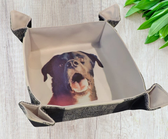 custom pet portrait from photo trinket tray for jewelry, personalized dog memorial gift, cute dog gifts for her, entryway key holder, work
