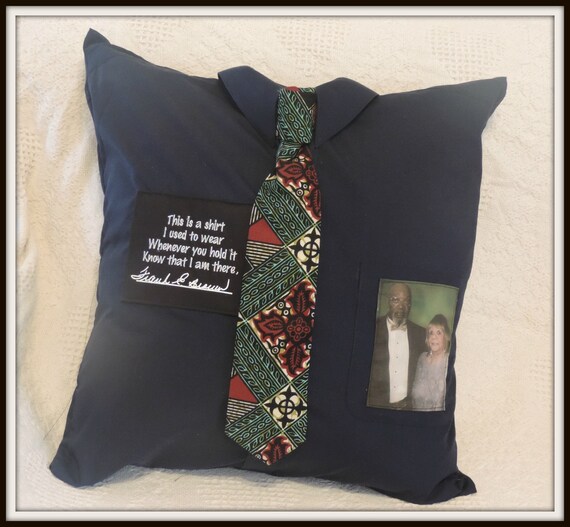 Memory pillow with tie, memory pillow from shirt, keepsake shirt, sympathy gift for loss of dad, grief gift, memorial gift, in memory of dad