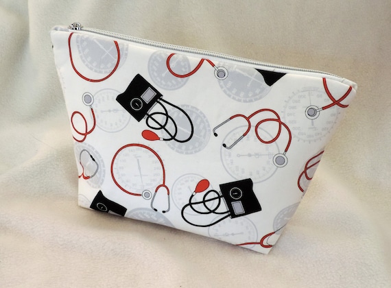 nurse cosmetic bag, doctor bag, health care pouch, medical organizer, nurse thank you, first responder, EMT, nurse practitioner gift, bsn