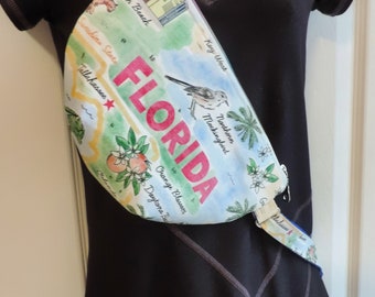 Florida fanny pack, Florida waist bag, Florida sling bag, Florida bum bag, for hiking, travel bag for women, vendor cash bag, festival bag