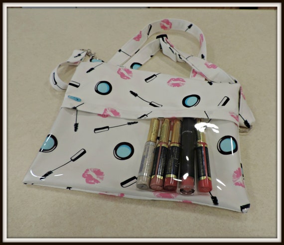 clear pocket bag, lip print crossbody bag, direct sales bag, direct sales purse, lipsense bag, catalog display purse, presenter bag
