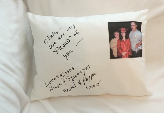 handwriting pillow, graduation photo gift, graduation gift, Photo gift, leaving home gift, dorm decor, college student gift handwriting gift