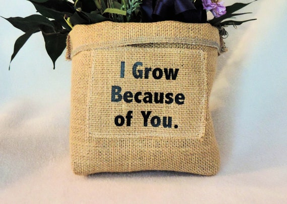 Burlap plant cover, plant pot cover, burlap slouchy basket, gift for teacher, Hessian plant cover, jute plant cover, funny plant holder