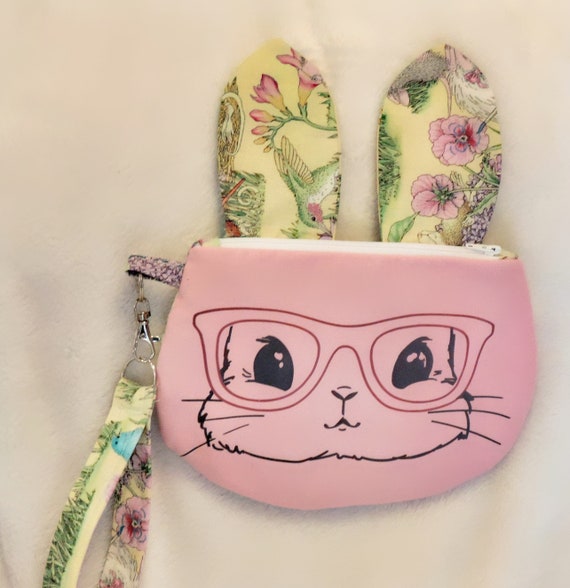 hipster bunny with glasses bunny purse for girls, Easter basket stuffers for toddler girls, Easter purses for little girls, cute wristlet